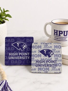 High Point University HPU Panthers Mom Dad Coaster Set Legacy Official NCAA Gift